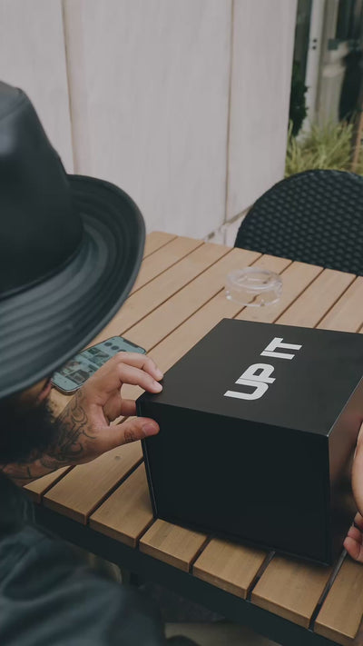 UP IT Trucker Cap magnetic presentation box being opened